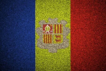 The Andorran flag painted on a cork board.の写真素材