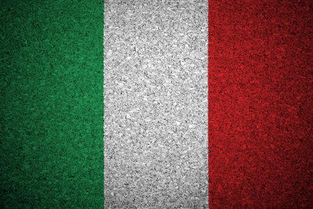 The Italian flag painted on a cork board.の写真素材