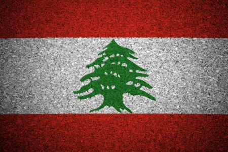 The Lebanese flag painted on a cork board.の写真素材