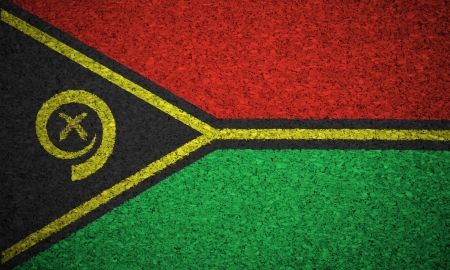 The Vanuatu flag painted on a cork board.の写真素材