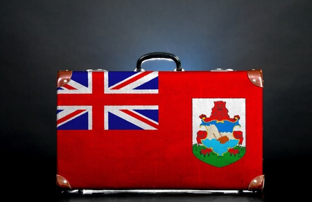 The Bermuda Islands flag on a suitcase for travel.の写真素材