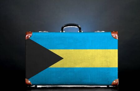 The Bahamas flag on a suitcase for travel.の写真素材