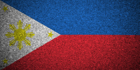 The Philippines flag painted on a cork board.の写真素材