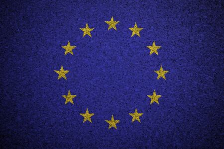 The European Union Flag painted on a cork board.の写真素材