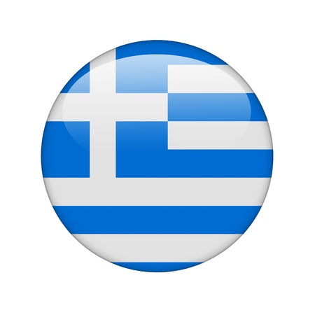 The Greek flag in the form of a glossy icon.の写真素材