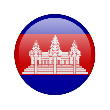 The Cambodian flag in the form of a glossy icon.の写真素材