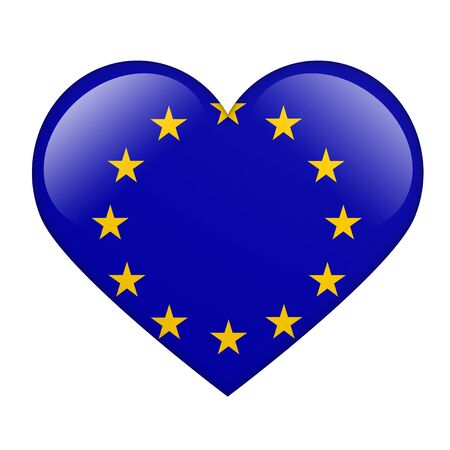 The European Union Flag in the form of a glossy heartの写真素材