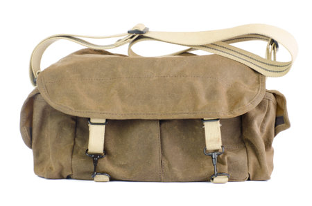 Vintage, leather bag on a white background  Isolatedの写真素材