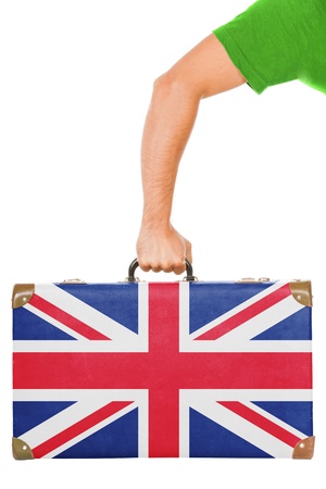 The British flag on a suitcase  Isolated on white の写真素材