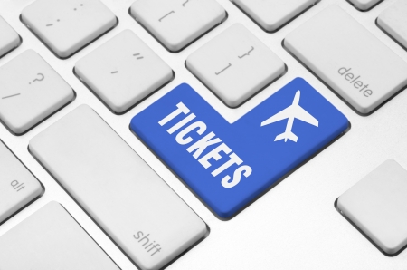 Business concept  Buy tickets key on the computer keyboardの写真素材