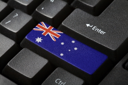 The Australian flag button on the keyboard  close-upの写真素材