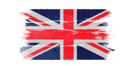 The British flag painted on white paper with watercolorの写真素材