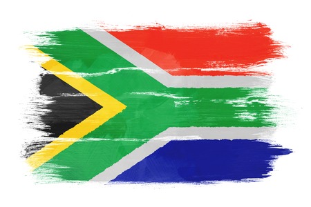 The Republic of South Africa flag painted on white paper with watercolorの写真素材
