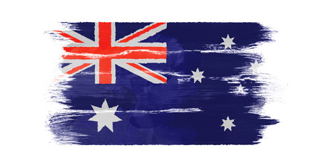 The Australian flag painted on white paper with watercolorの写真素材