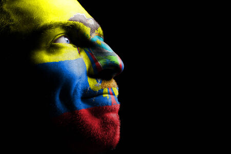 Sports fan from Ecuador  Isolated on black の写真素材