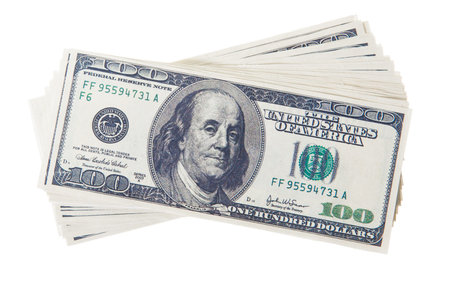 Pack of dollars. Isolated on the white background