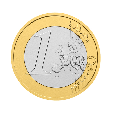 One euro coin - isolated on white backgroundの写真素材