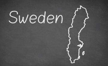 Sweden map drawn on chalkboard. Chalk and blackboard.の写真素材