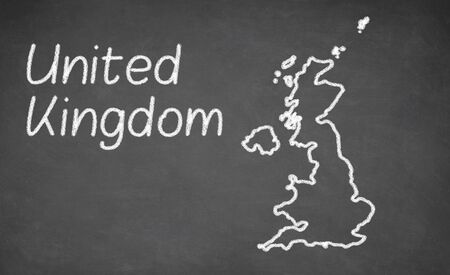 United Kingdom map drawn on chalkboard. Chalk and blackboard.の写真素材