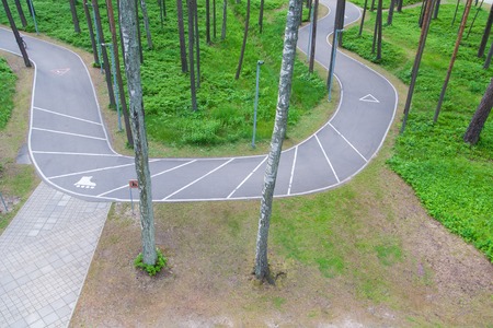 Bicycle path in the park. Top viewの写真素材