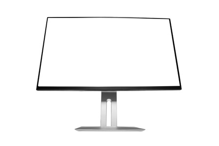 Computer display with blank white screen. Front-low view.の写真素材