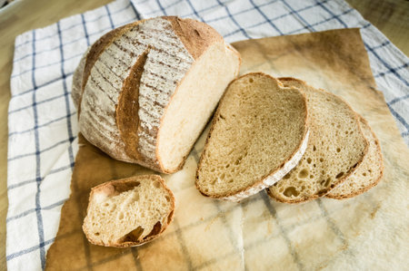 Mixed rye-wheat whole grain homemade sourdough bread
