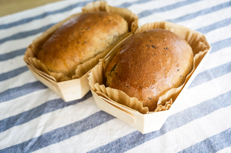 Mixed rye-wheat whole grain homemade sourdough breadの写真素材