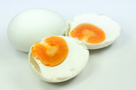 salted egg isolate on whiteの写真素材