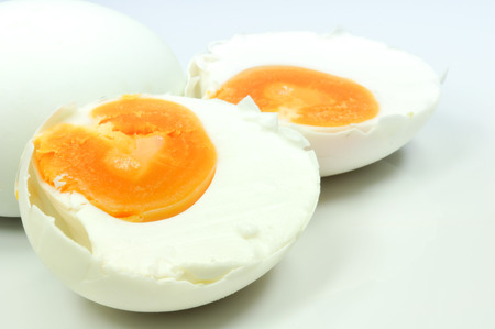 salted egg isolate on whiteの写真素材