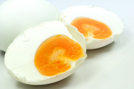 salted egg isolate on whiteの写真素材