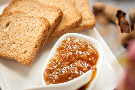 yam tammarine flavor homemade bread whole wheat, healthy breakfast.の写真素材