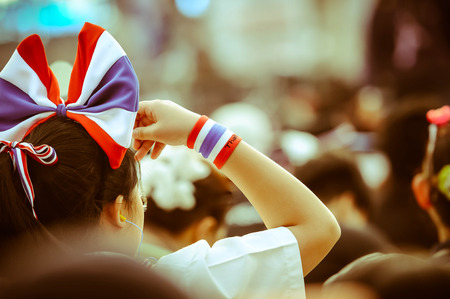 Thai protester with Thai flagの写真素材