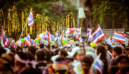 The Thai peoples protest against the government on the road on Jan 24, 2014のeditorial素材