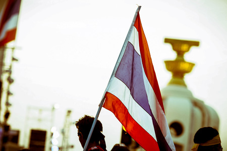The Thai peoples protest against the government on the road on Jan 24, 2014の写真素材