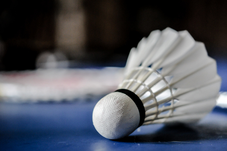 Close-up of Badminton racket with shuttle cock badmintonの写真素材