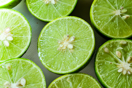 limes Backgrounds, Close up shot, fruit macro photographyの写真素材