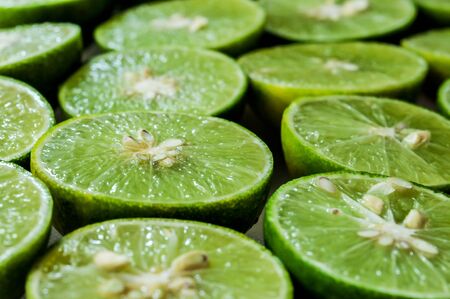 limes Backgrounds, Close up shot, fruit macro photographyの写真素材