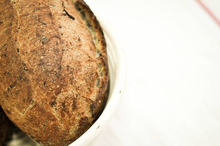 Mixed rye-wheat whole grain homemade sourdough breadの写真素材