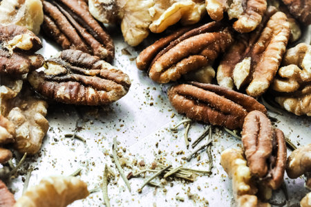 Healthy mixed nuts - walnut and pecan, background