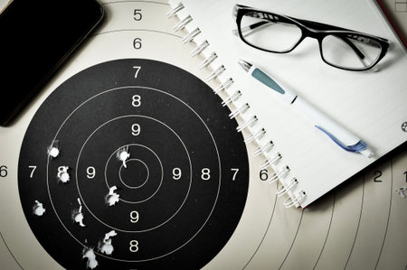 Goal setting with target, objectives and planning concept, top view, You can make a great target of business like a bullet targetの写真素材