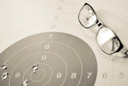 Goal setting with target, objectives and planning concept, top view, You can make a great target of business like a bullet targetの写真素材