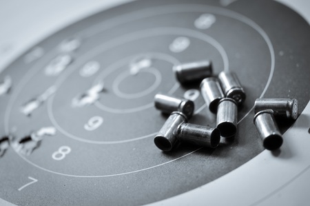 Goal setting with target, objectives and planning concept, top view, You can make a great target of business like a bullet targetの写真素材