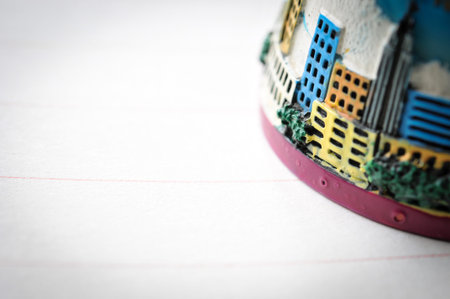 abstract background of close up paperweight on notebook, take some rest after all day work, blurry...