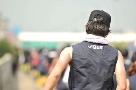 Nonthaburi - DEC 6 2017 : On the way of Thai celebrity rocker 'Toon Bodyslam' takes on 55-day...