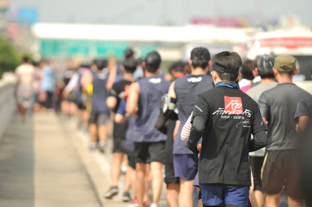 Nonthaburi - DEC 6 2017 : On the way of Thai celebrity rocker 'Toon Bodyslam' takes on 55-day...
