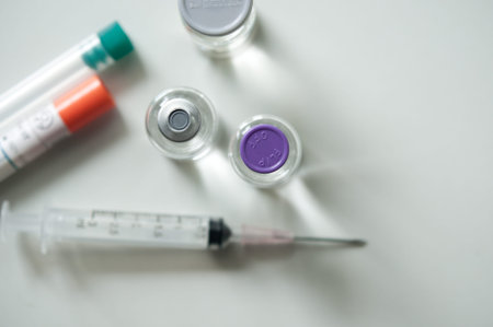 Medicine in vial , ready for vaccine injection , Cancer Treatment , Pain Treatment and can also be...
