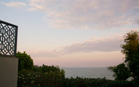 View of the sea from the terrace of a villa.の写真素材