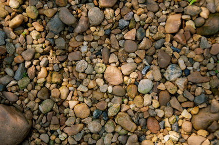 Abstract pebble background. Pebble texture in sea water. Stone background. Sea pebble beach....