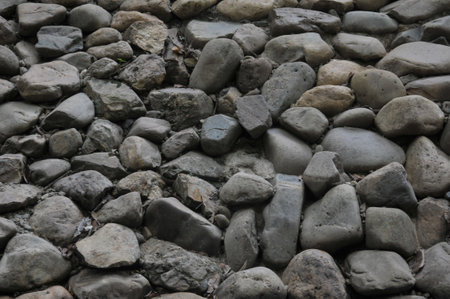 Pebble stone wall texture background, stone wall texture background.の写真素材