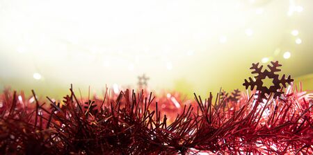 Christmas background have snowflake fir branches decoratedの写真素材